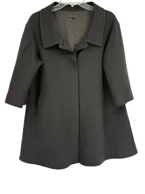 Theory Coat Womens Size M Black Cotton Lined Button Front Jacket Black USA